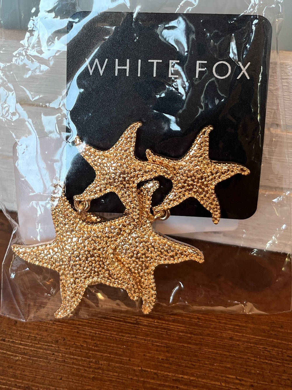 NWT White Fox Gold Starfish Drop Loreta Earrings